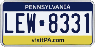 PA license plate LEW8331