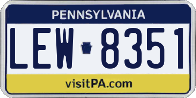 PA license plate LEW8351
