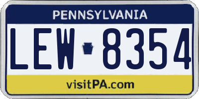 PA license plate LEW8354