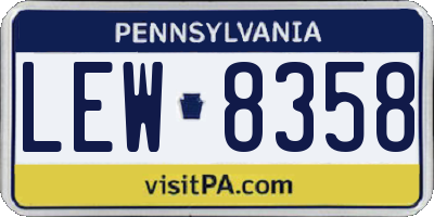 PA license plate LEW8358