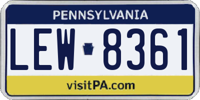 PA license plate LEW8361