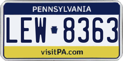 PA license plate LEW8363