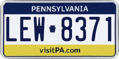 PA license plate LEW8371