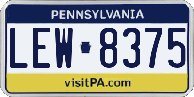 PA license plate LEW8375