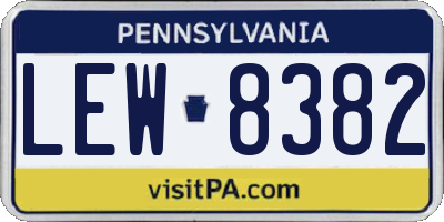PA license plate LEW8382