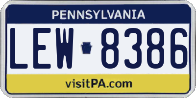 PA license plate LEW8386