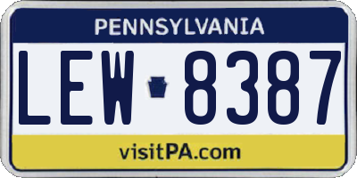 PA license plate LEW8387
