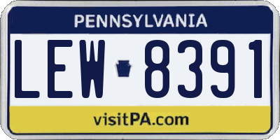 PA license plate LEW8391