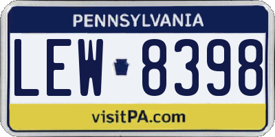 PA license plate LEW8398