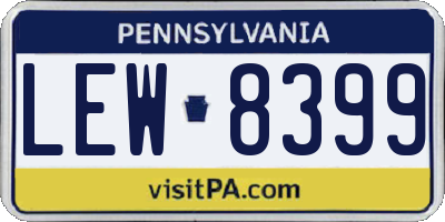 PA license plate LEW8399
