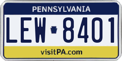PA license plate LEW8401