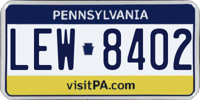 PA license plate LEW8402
