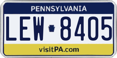PA license plate LEW8405
