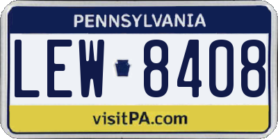 PA license plate LEW8408