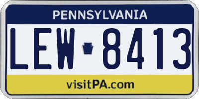 PA license plate LEW8413