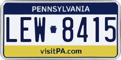 PA license plate LEW8415