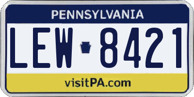 PA license plate LEW8421