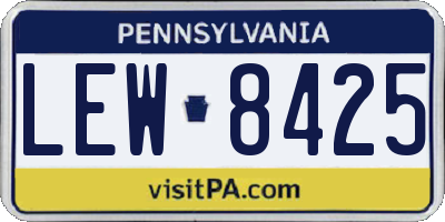 PA license plate LEW8425