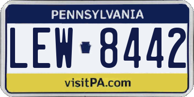 PA license plate LEW8442