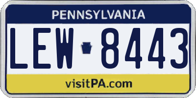 PA license plate LEW8443