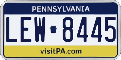 PA license plate LEW8445