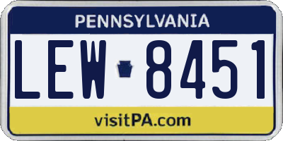 PA license plate LEW8451