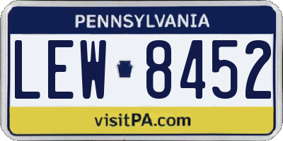PA license plate LEW8452