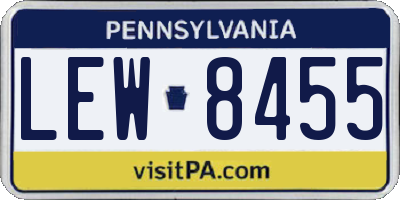 PA license plate LEW8455