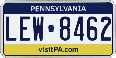 PA license plate LEW8462