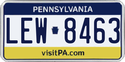PA license plate LEW8463