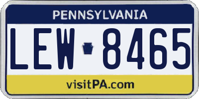 PA license plate LEW8465