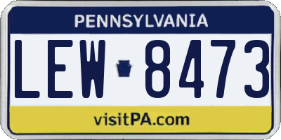 PA license plate LEW8473