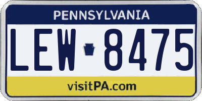 PA license plate LEW8475