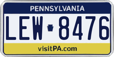 PA license plate LEW8476