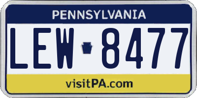 PA license plate LEW8477