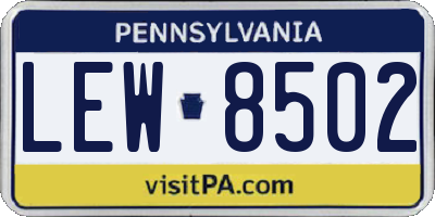 PA license plate LEW8502