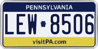 PA license plate LEW8506