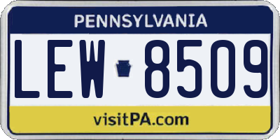 PA license plate LEW8509