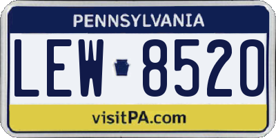 PA license plate LEW8520