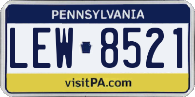 PA license plate LEW8521