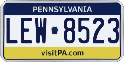 PA license plate LEW8523