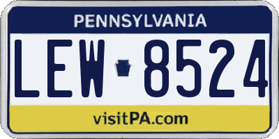 PA license plate LEW8524
