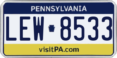 PA license plate LEW8533