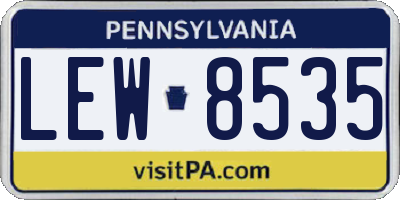 PA license plate LEW8535
