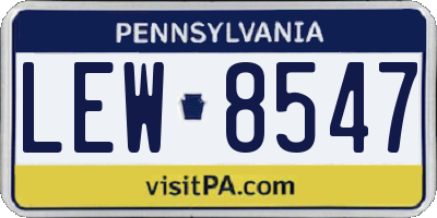 PA license plate LEW8547