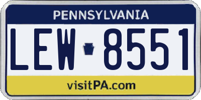PA license plate LEW8551