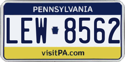 PA license plate LEW8562