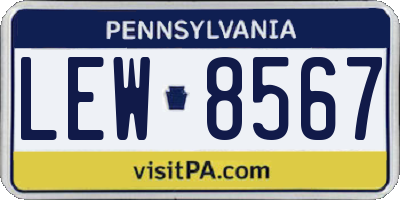 PA license plate LEW8567