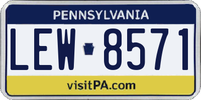 PA license plate LEW8571