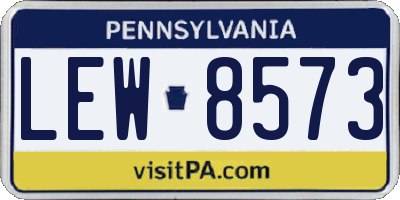 PA license plate LEW8573
